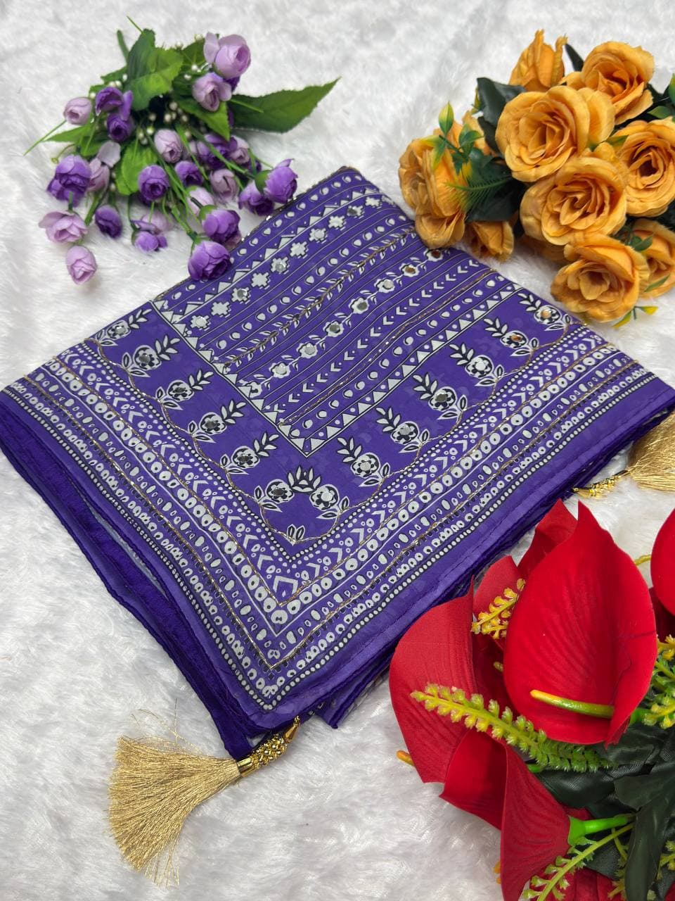 Soft Faux Georgette Handwork Saree